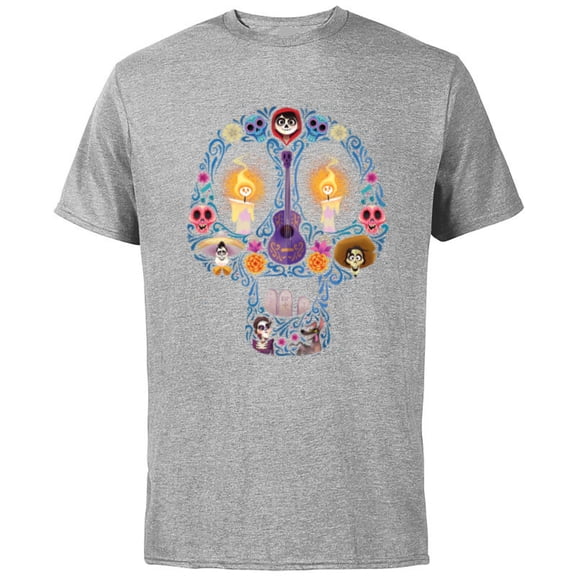 Disney PIXAR Coco Land of the Dead Silhouette - Short Sleeve Cotton T-Shirt for Adults - Customized-Athletic Heather