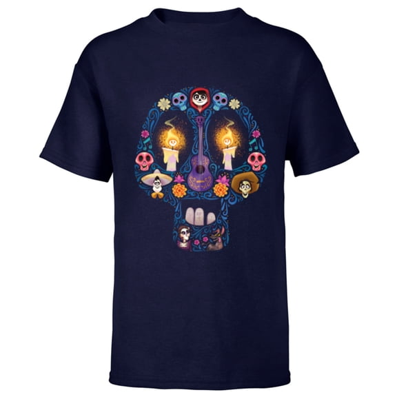 Disney PIXAR Coco Land of the Dead Silhouette - Short Sleeve T-Shirt for Kids - Customized-Navy