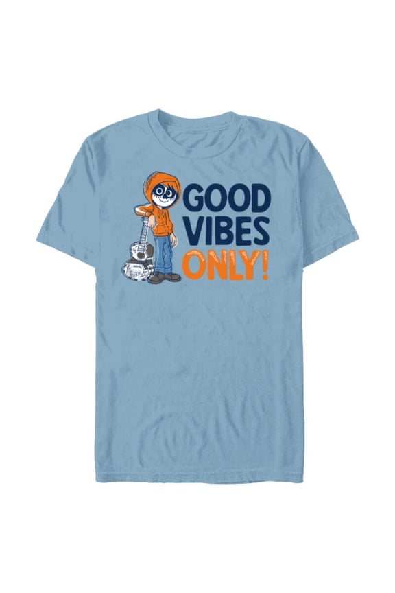 Disney PIXAR Coco Miguel Good Vibes Only - Short Sleeve Blended T-Shirt for Adults - Customized-Ocean Blue