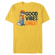 Disney PIXAR Coco Miguel Good Vibes Only - Short Sleeve Blended T-Shirt for Adults - Customized-Yellow