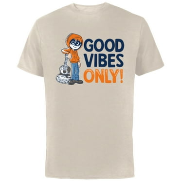 Disney PIXAR Coco Miguel Good Vibes Only - Short Sleeve Cotton T-Shirt for Adults - Customized-Natural