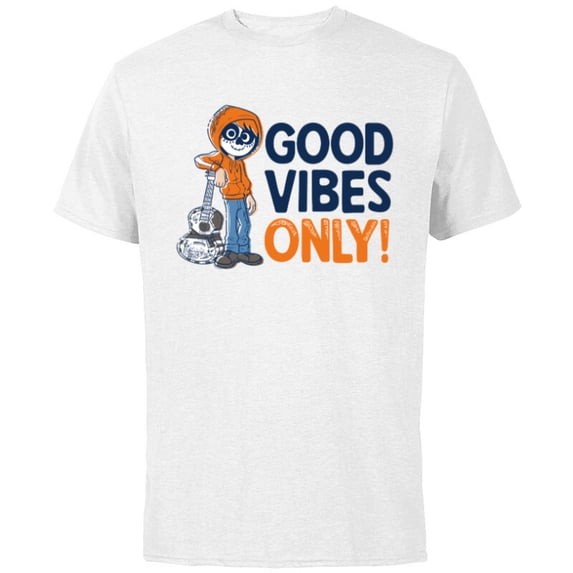 Disney PIXAR Coco Miguel Good Vibes Only - Short Sleeve Cotton T-Shirt for Adults - Customized-White