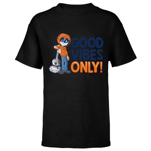 Disney PIXAR Coco Miguel Good Vibes Only - Short Sleeve T-Shirt for Kids - Customized-Black