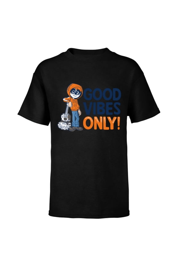 Disney PIXAR Coco Miguel Good Vibes Only - Short Sleeve T-Shirt for Kids - Customized-Black