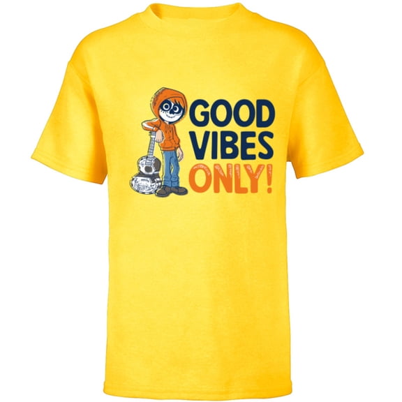 Disney PIXAR Coco Miguel Good Vibes Only - Short Sleeve T-Shirt for Kids - Customized-Yellow