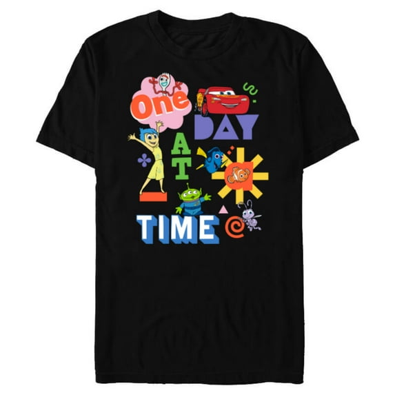 Disney PIXAR Feelin’ Fine One Day At A Time - Short Sleeve Blended T-Shirt for Adults - Customized-Black