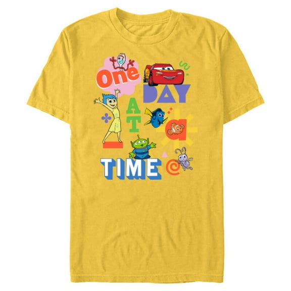 Disney PIXAR Feelin’ Fine One Day At A Time - Short Sleeve Blended T-Shirt for Adults - Customized-Yellow