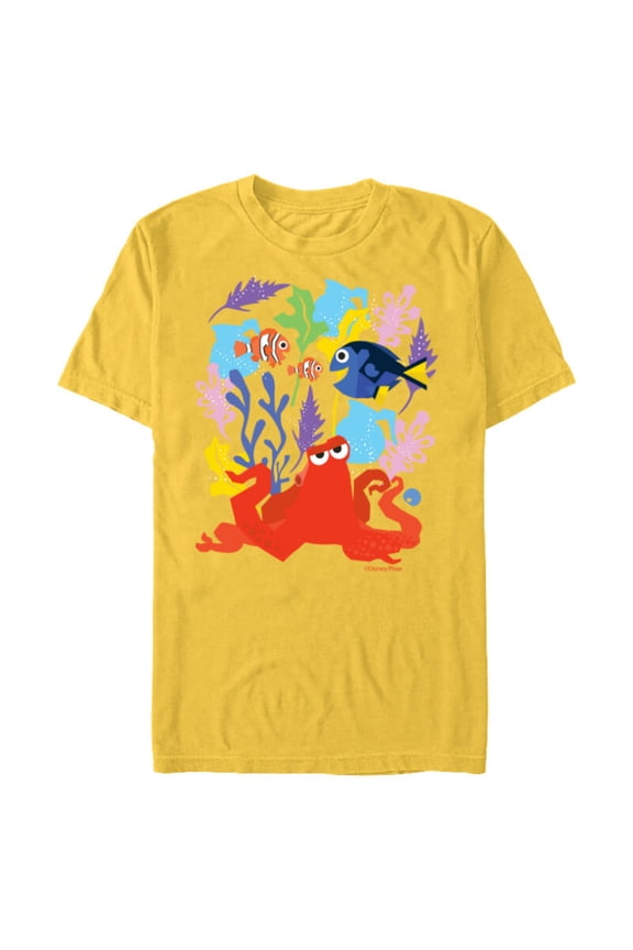 Disney PIXAR Finding Dory Nemo, Marlin & Hank - Short Sleeve Blended T-Shirt for Adults - Customized-Yellow
