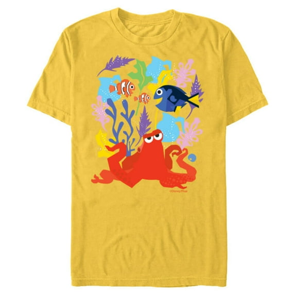 Disney PIXAR Finding Dory Nemo, Marlin & Hank - Short Sleeve Blended T-Shirt for Adults - Customized-Yellow