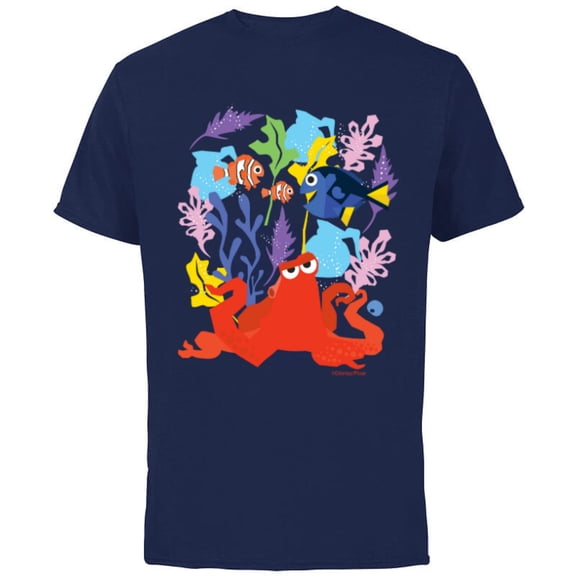 Disney PIXAR Finding Dory Nemo, Marlin & Hank - Short Sleeve Cotton T-Shirt for Adults - Customized-Navy