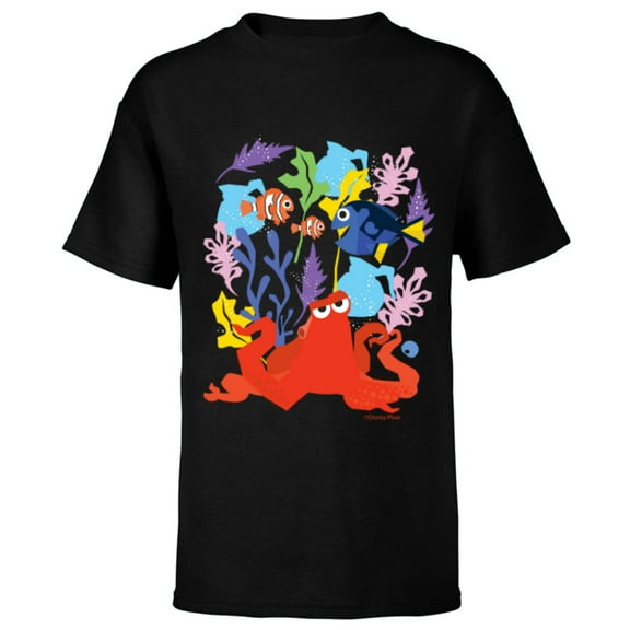 Disney PIXAR Finding Dory Nemo, Marlin & Hank - Short Sleeve T-Shirt for Kids - Customized-Black