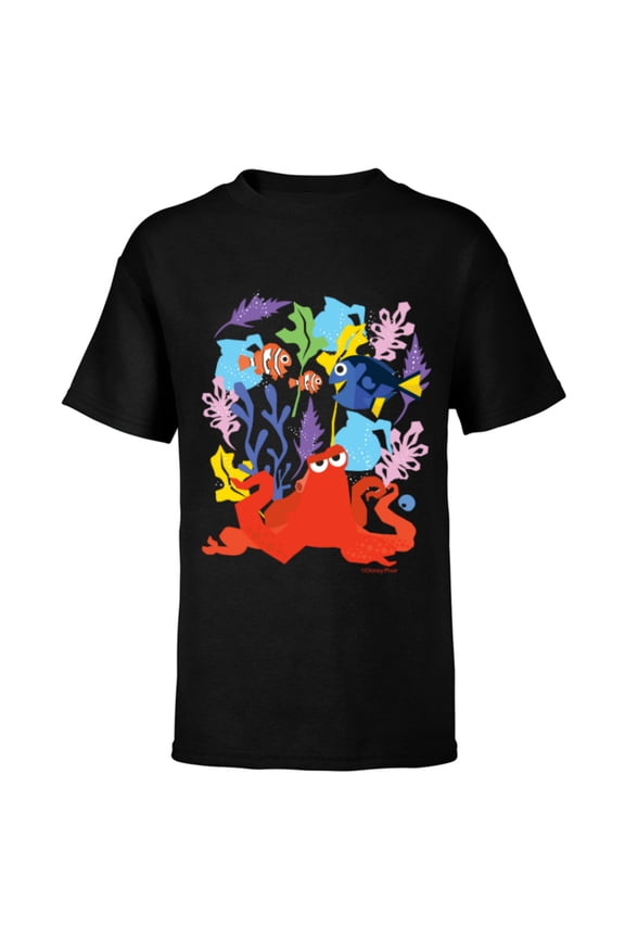 Disney PIXAR Finding Dory Nemo, Marlin & Hank - Short Sleeve T-Shirt for Kids - Customized-Black