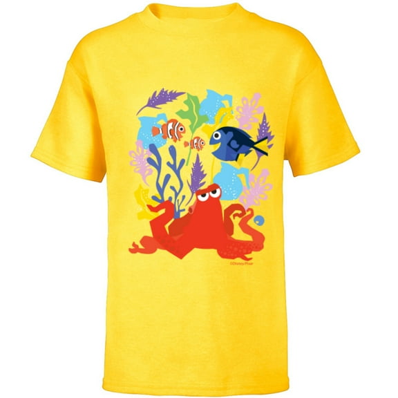 Disney PIXAR Finding Dory Nemo, Marlin & Hank - Short Sleeve T-Shirt for Kids - Customized-Yellow