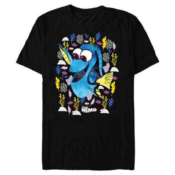 Disney PIXAR Finding Nemo Dory Just Keep Swimming - Short Sleeve Blended T-Shirt for Adults - Customized-Black