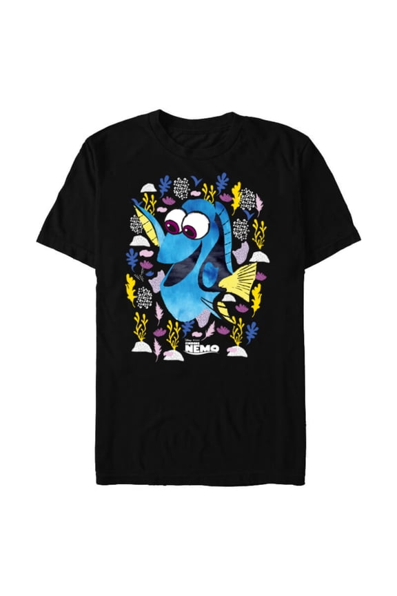 Disney PIXAR Finding Nemo Dory Just Keep Swimming - Short Sleeve Blended T-Shirt for Adults - Customized-Black