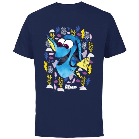 Disney PIXAR Finding Nemo Dory Just Keep Swimming - Short Sleeve Cotton T-Shirt for Adults - Customized-Navy