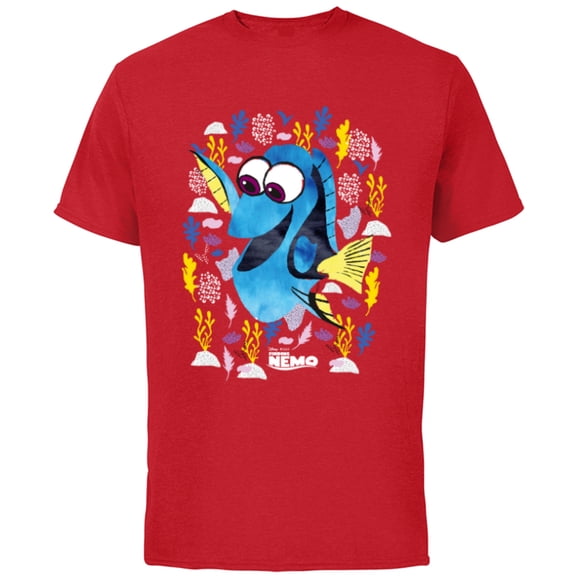 Disney PIXAR Finding Nemo Dory Just Keep Swimming - Short Sleeve Cotton T-Shirt for Adults - Customized-Red