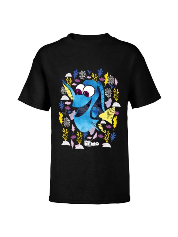 Disney PIXAR Finding Nemo Dory Just Keep Swimming - Short Sleeve T-Shirt for Kids - Customized-Black
