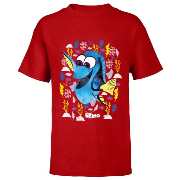 Disney PIXAR Finding Nemo Dory Just Keep Swimming - Short Sleeve T-Shirt for Kids - Customized-Red