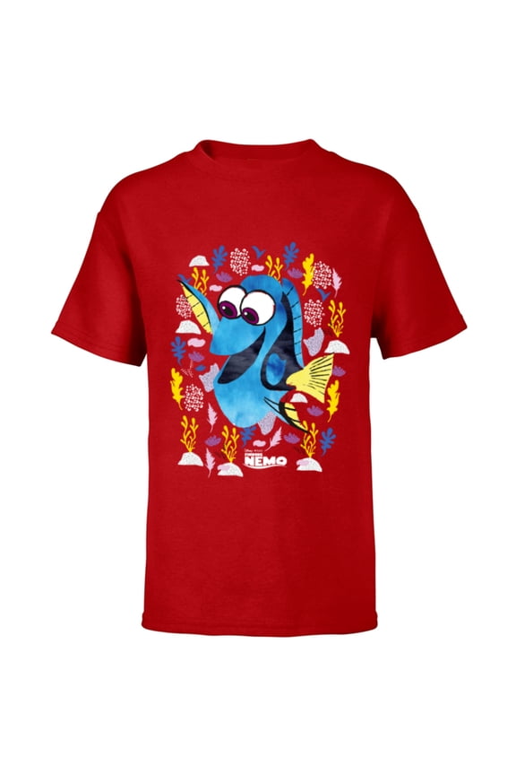 Disney PIXAR Finding Nemo Dory Just Keep Swimming - Short Sleeve T-Shirt for Kids - Customized-Red