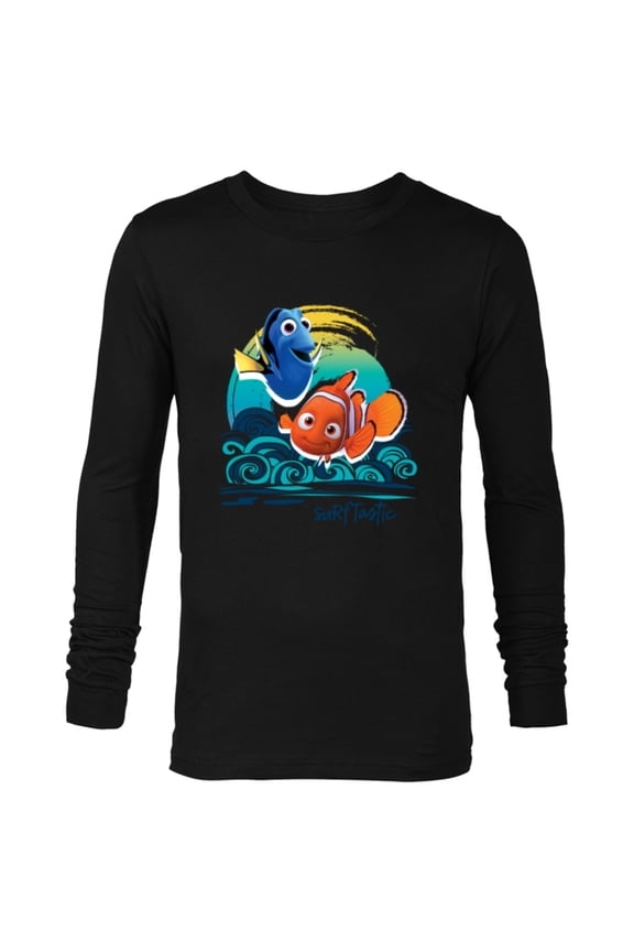 Disney PIXAR Finding Nemo Surf-Tastic with Nemo & Dory - Long Sleeve T-Shirt for Men - Customized-Black