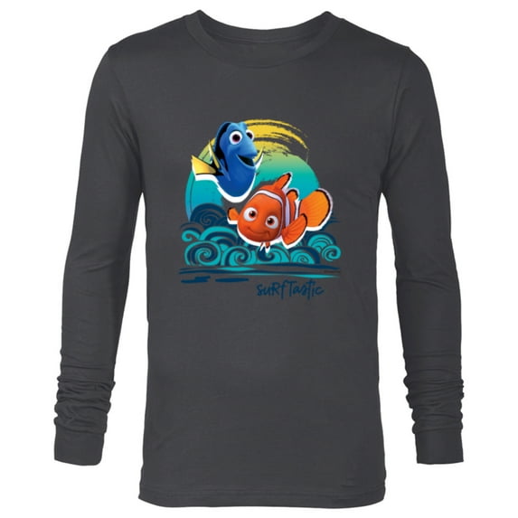Disney PIXAR Finding Nemo Surf-Tastic with Nemo & Dory - Long Sleeve T-Shirt for Men - Customized-Charcoal Heather
