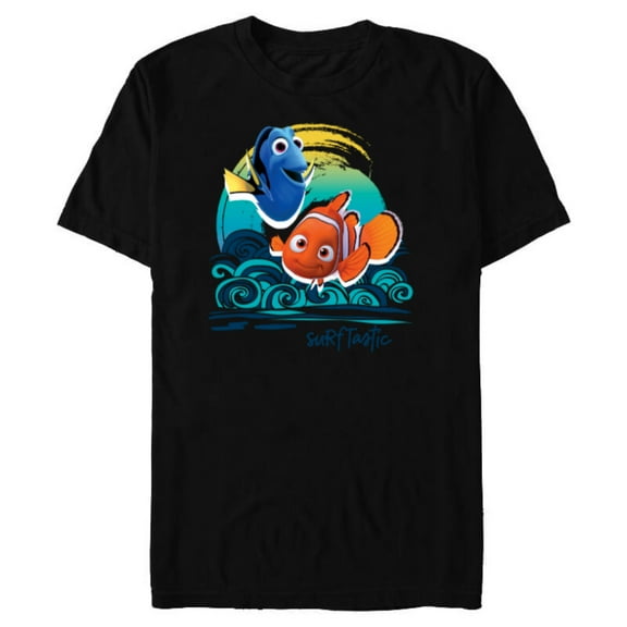 Disney PIXAR Finding Nemo Surf-Tastic with Nemo & Dory - Short Sleeve Blended T-Shirt for Adults - Customized-Black Snow Heather