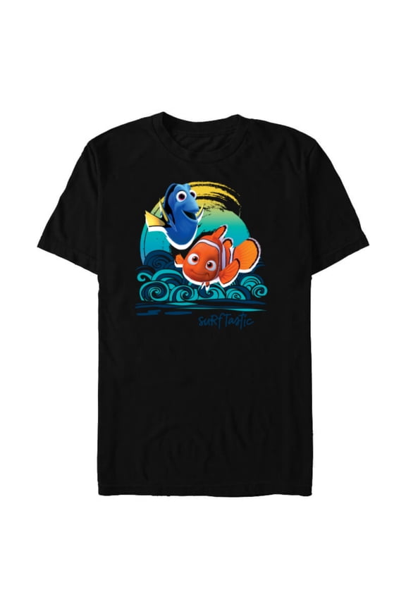 Disney PIXAR Finding Nemo Surf-Tastic with Nemo & Dory - Short Sleeve Blended T-Shirt for Adults - Customized-Black Snow Heather