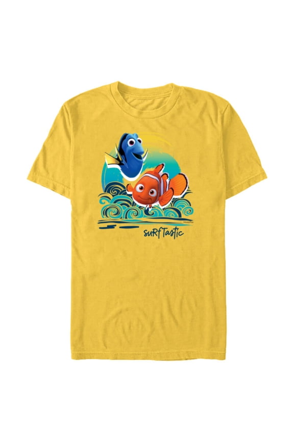Disney PIXAR Finding Nemo Surf-Tastic with Nemo & Dory - Short Sleeve Blended T-Shirt for Adults - Customized-Putty Snow Heather