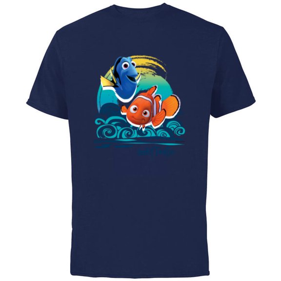 Disney PIXAR Finding Nemo Surf-Tastic with Nemo & Dory - Short Sleeve Cotton T-Shirt for Adults - Customized-Athletic Navy