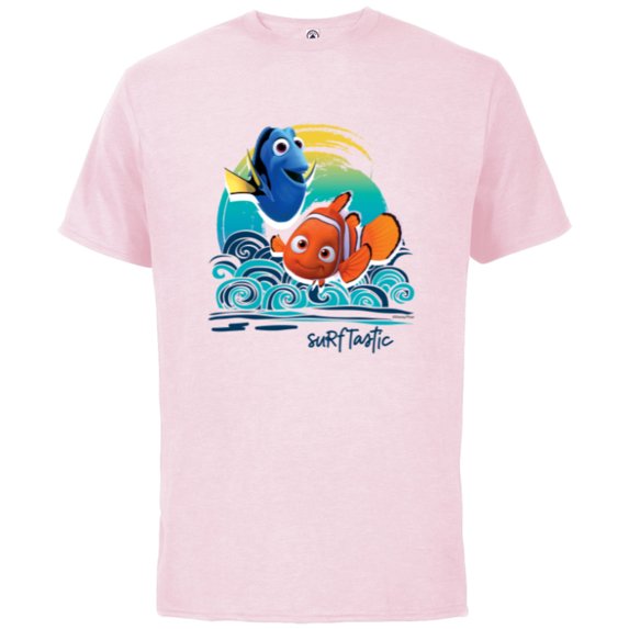 Disney PIXAR Finding Nemo Surf-Tastic with Nemo & Dory - Short Sleeve Cotton T-Shirt for Adults - Customized-Soft Pink