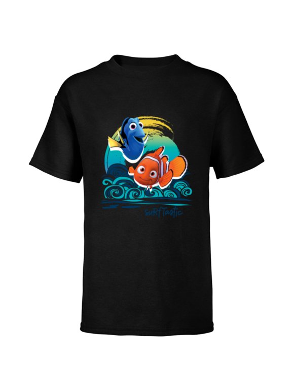 Disney PIXAR Finding Nemo Surf-Tastic with Nemo & Dory - Short Sleeve T-Shirt for Kids - Customized-Black