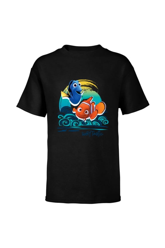 Disney PIXAR Finding Nemo Surf-Tastic with Nemo & Dory - Short Sleeve T-Shirt for Kids - Customized-Black