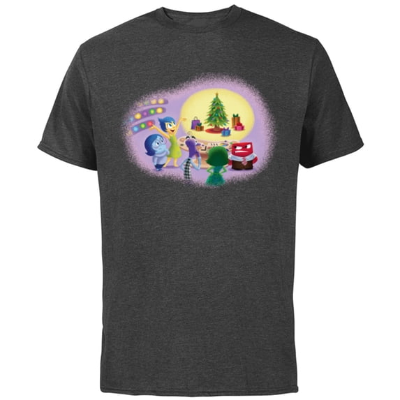 Disney PIXAR Inside Out Retro Holiday - Short Sleeve Cotton T-Shirt for Adults - Customized-Charcoal