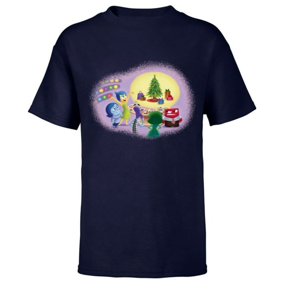 Disney PIXAR Inside Out Retro Holiday - Short Sleeve T-Shirt for Kids - Customized-Navy