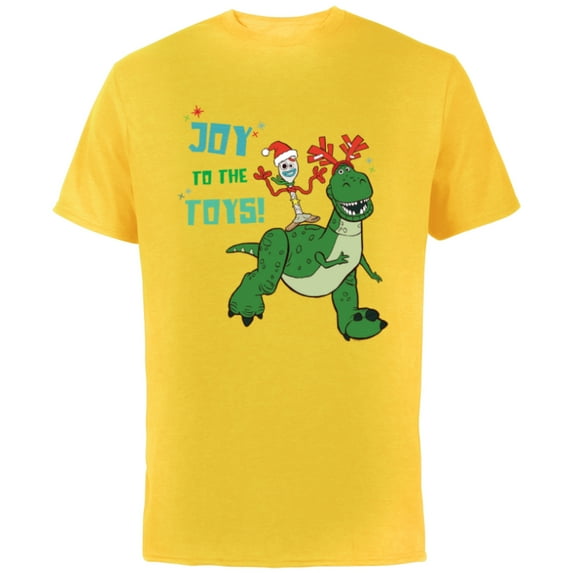 Disney PIXAR Joy to the Toy Story Forky & Rex Holiday - Short Sleeve Cotton T-Shirt for Adults - Customized-Yellow
