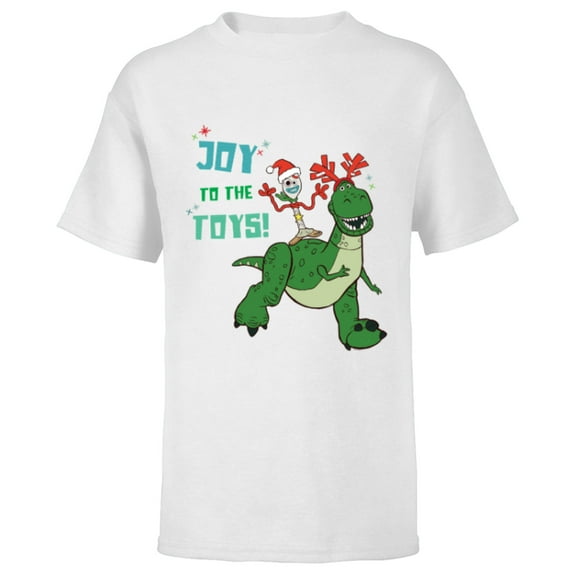 Disney PIXAR Joy to the Toy Story Forky & Rex Holiday - Short Sleeve T-Shirt for Kids - Customized-White