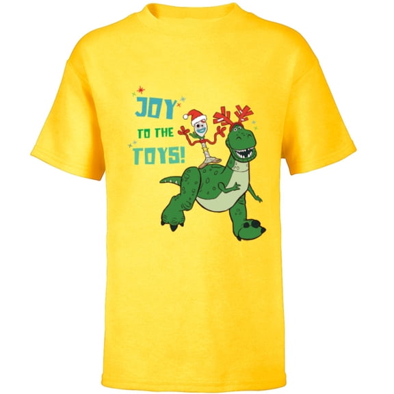 Disney PIXAR Joy to the Toy Story Forky & Rex Holiday - Short Sleeve T-Shirt for Kids - Customized-Yellow