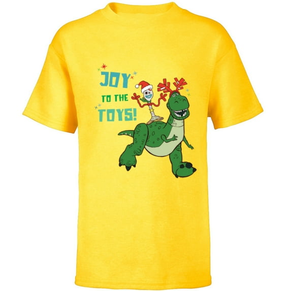 Disney PIXAR Joy to the Toy Story Forky & Rex Holiday - Short Sleeve T-Shirt for Kids - Customized-Yellow