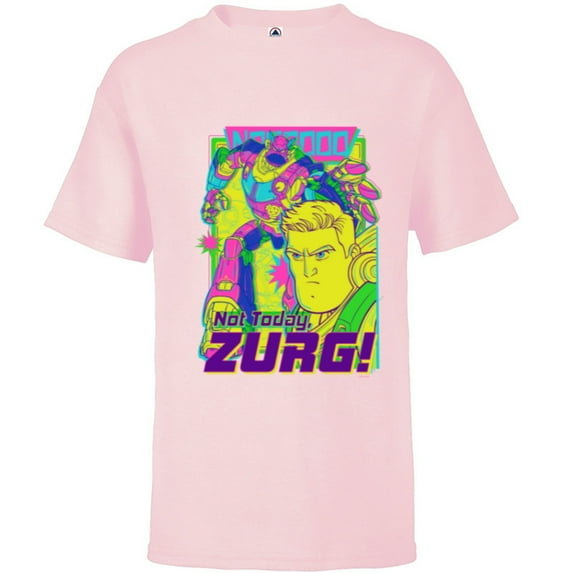 Disney PIXAR Lightyear Not Today Zurg - Short Sleeve T-Shirt for Kids - Customized-Soft Pink