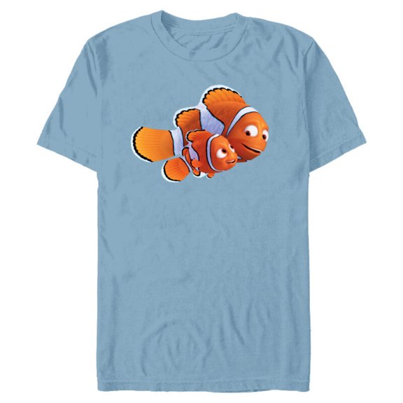 Disney PIXAR Marlin and Nemo T-Shirt- Short Sleeve Blended T-Shirt for Adults - Customized-Ocean Blue