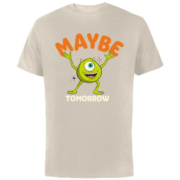 Disney PIXAR Mike Wazowski Maybe Tomorrow - Short Sleeve Cotton T-Shirt for Adults - Customized-Natural