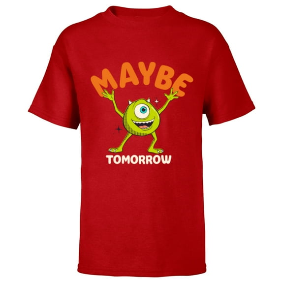 Disney PIXAR Mike Wazowski Maybe Tomorrow - Short Sleeve T-Shirt for Kids - Customized-Red