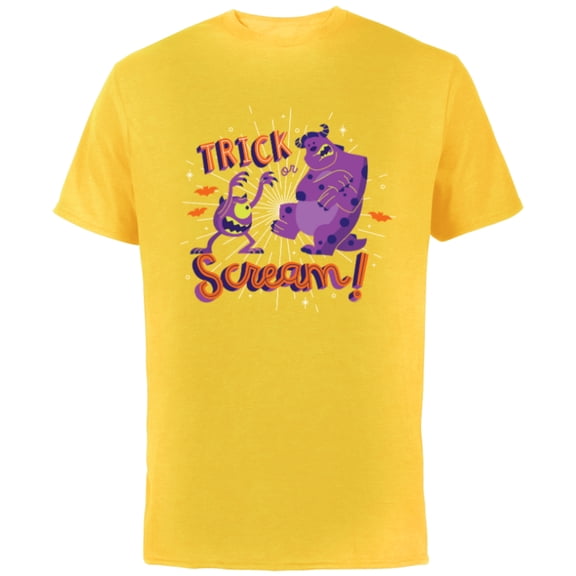 Disney PIXAR Monsters, Inc. Mike & Sulley Trick or Scream - Short Sleeve Cotton T-Shirt for Adults - Customized-Yellow