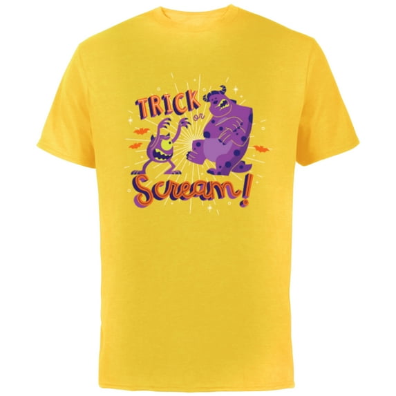 Disney PIXAR Monsters, Inc. Mike & Sulley Trick or Scream - Short Sleeve Cotton T-Shirt for Adults - Customized-Yellow