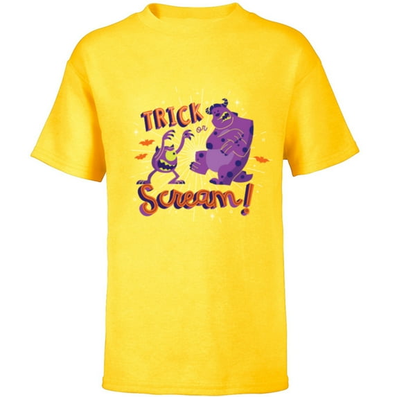 Disney PIXAR Monsters, Inc. Mike & Sulley Trick or Scream - Short Sleeve T-Shirt for Kids - Customized-Yellow