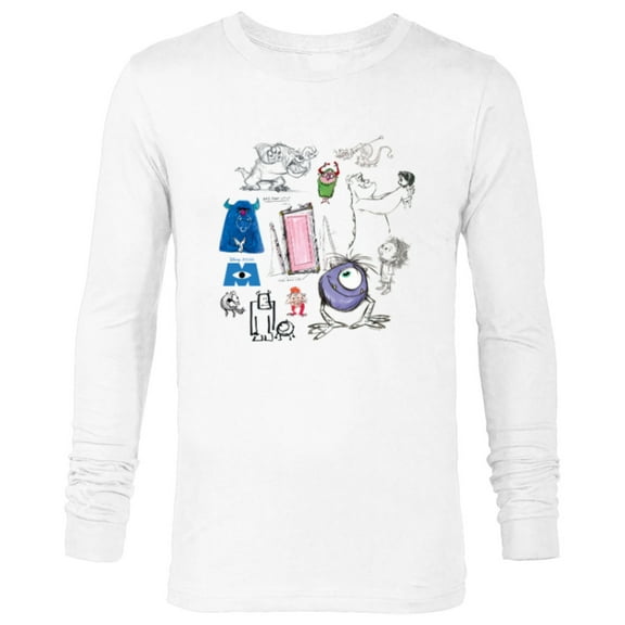 Disney PIXAR Monsters Inc. Mike, Sully & Crew Sketch Book - Long Sleeve T-Shirt for Men - Customized-White