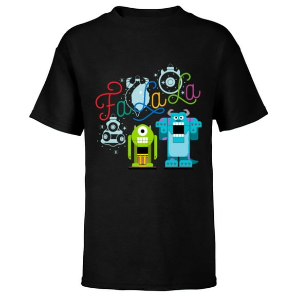 Disney PIXAR Monsters Inc. Mike & Sully Fa La La Holiday - Short Sleeve T-Shirt for Kids - Customized-Black