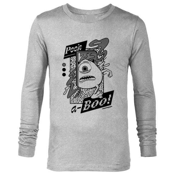 Disney PIXAR Monsters Inc. Mike Wazowski Peak-A-Boo - Long Sleeve T-Shirt for Men - Customized-Athletic Heather