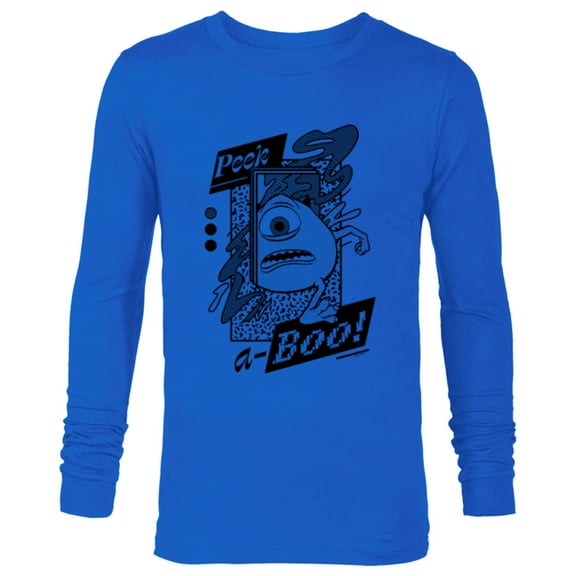 Disney PIXAR Monsters Inc. Mike Wazowski Peak-A-Boo - Long Sleeve T-Shirt for Men - Customized-Navy
